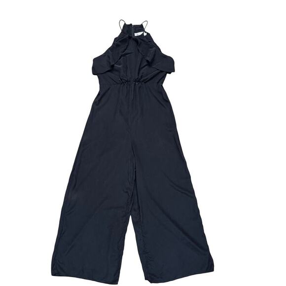 Zimmerman Black Sleeveless Ruffle-Frill Wide Leg Jumpsuit 100% Silk Size 1 (6) - Picture 3 of 11